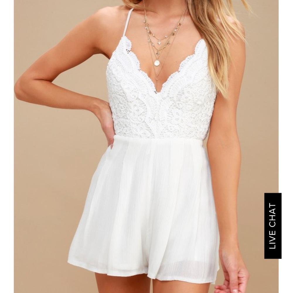 lulu’s - star spangled ivory backless lace romper